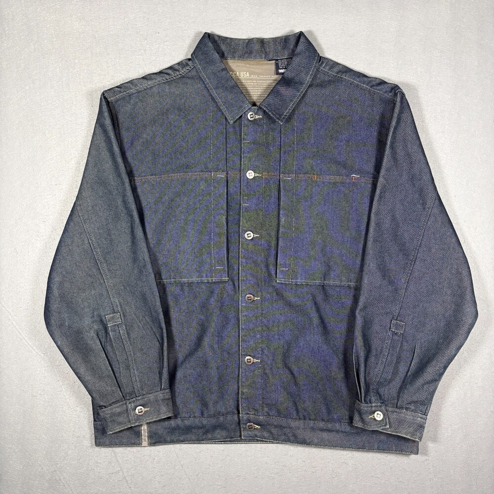 Vintage Y2K Mecca USA Jean Therapy Black Denim Jacket Oversized Men's Size XXL